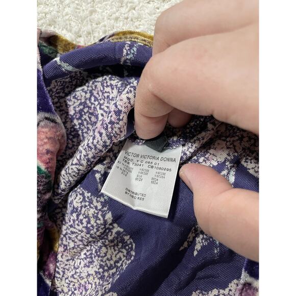 NWT Victor Victoria women's size L front knot sleeveless purple velvet blouse - Picture 7 of 8